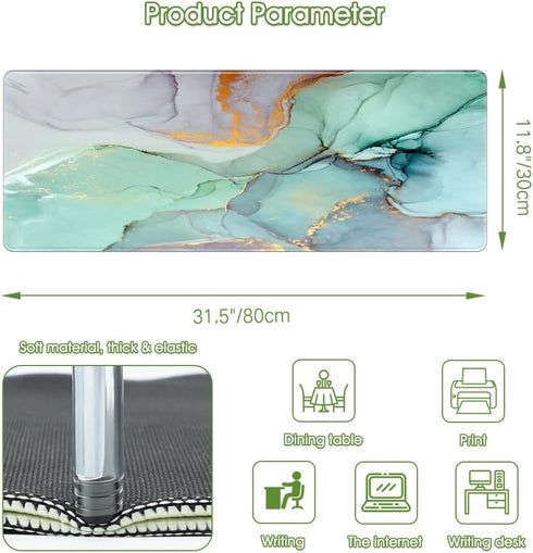 PERFECTSIGHT Green Marble Large Mouse Pad, Cute Desk Mat, Aesthetic Keyboard Computer Gaming Mouse Pad, Full Desk Mousepad Non Slip Writing Pad fo...