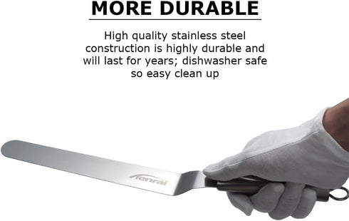 Tenrai Metal Icing Spatula Set Stainless Steel Cake Knife Offset Professional Tool for Decorating Cakes (Length: 6 8 10 Inch, Silver)...