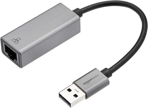 Amazon Basics Aluminum USB 3.0 Gigabit Ethernet Adapter, Gray, 1.97 x 0.83 x 0.59 inches...
