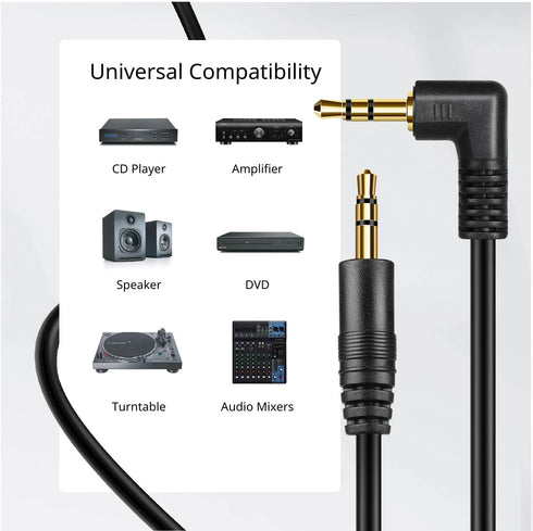 TNP Audio Cable 3.5mm Right Angle (15FT) Male to Male Gold Plated AUX Auxiliary Headset Jack Adapter TRS Cord for Bose Sony Headphones Cord Replac...