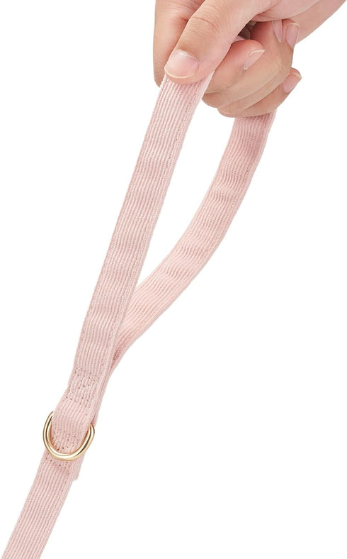 Soft Cotton Dog Leash, 5 Ft Heavy Duty Corduroy Dog Leashes with Gold Metal Hook for Small Medium Large Dogs,Small,Light Pink...