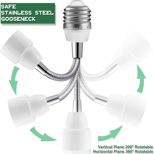 3 Prong Outlet Light Socket Adapter,Light Bulb to Outlet Socket Adapter with Extension Cord,Flexible Light Socket Plug Adapter for Garage,Porch an...