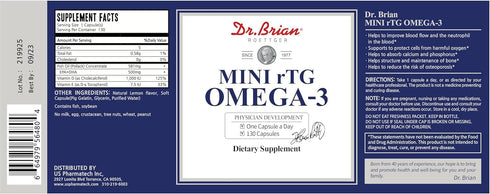 Dr.Brian Fish Oil Supplement 130 Softgel, Highly Absorbed rTG Mini Omega 3 Fish Oil Capsule with EPA/DHA Fatty Acids Vitamin D E, 500mg rTG Omega-...