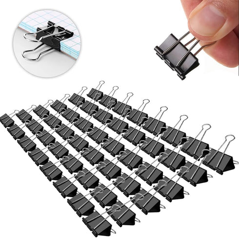 Small Binder Clips, 144 Pack, 3/4 Inch, Standard 19mm, Black, Small Binder Paper Clips, Fold Clamp, Capacity 0.31 Inch, Small Paper Clips, Office ...
