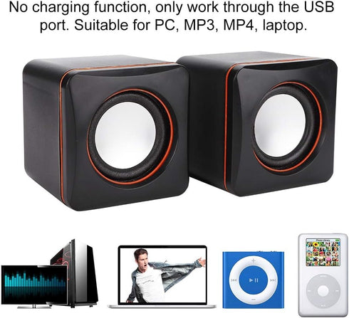fo sa Mini USB Wired Speaker, 3.5mm Jack Stereo Speaker Portable Travel Loudspeaker Speaker Desktop Square Small Speaker for PC MP3 MP4 Laptop...