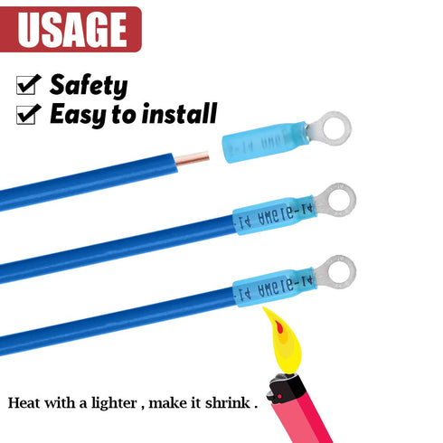Hilitchi 50Pcs Nylon Heat Shrink Ring Insulated Terminals Electrical Wire Crimp Connector (16-14AWG, 10)...