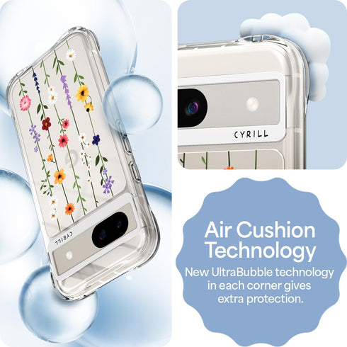 CYRILL Cecile Compatible with Google Pixel 8a Case Clear, Flower Floral Design Cute, Shock-Absorbent Corner Bumpers Protective Phone Case for Pixe...