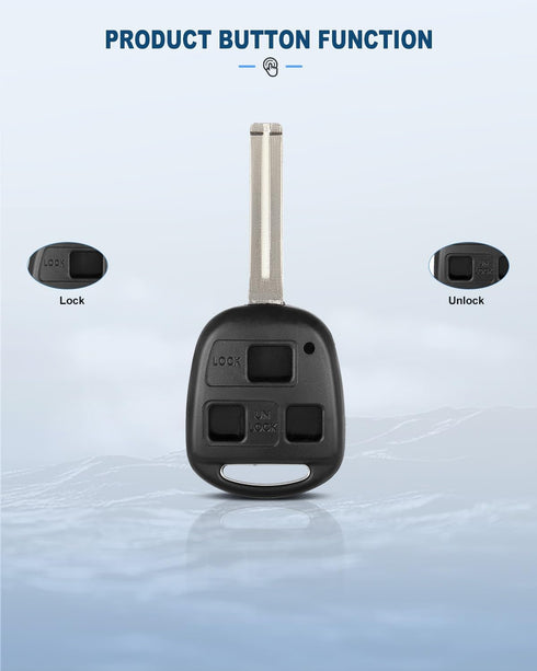 ECCPP 1X 3 Buttons Uncut Keyless Entry Remote Control Car Key Fob Shell Case for 1998-2003 Fit for Lexus ES300 3.0L 2001-2005 Fit for Lexus GS430 ...