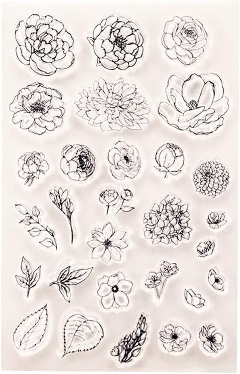 Flowers Clear Stamps for Card Making Bud Leaves Transparent Silicone Stamp DIY Scrapbooking Supplies Embossing Paper Card Album...