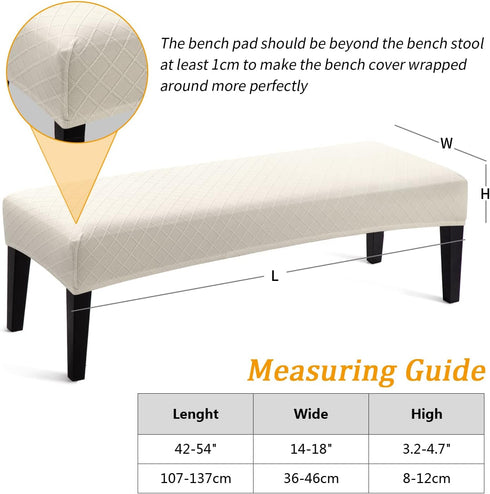 Stretch Jacquard Dining Bench Cover - Anti-Dust Removable Bench Slipcover Washable Seat Cushion Protector for Bedroom, Kitchen, Hotel, Banquet (Be...