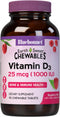 Bluebonnet Nutrition EarthSweet Vitamin D3 1000IU - Bone & Immune Support Supplement - Raspberry Chewable Vitamin D Supplement for Women & Men - S...