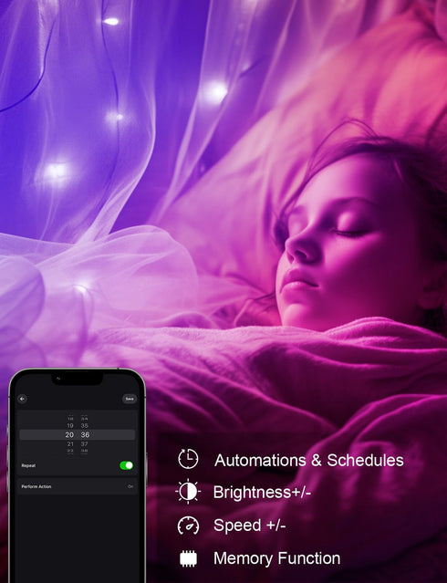 echosari Smart String Lights 100 LED 33Ft RGB Built in Chip Fairy Lights with Remote & App Control, 16 Million Color Changing Christmas Trees Ligh...