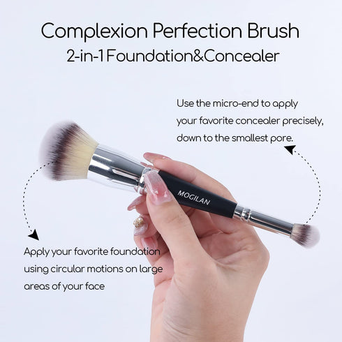 Makeup Brush Dual Ended Professional Foundation Brush For Liquid Makeup&Concealer Brush Under Eye for Flawless liquid Powder Foundation Blending,B...