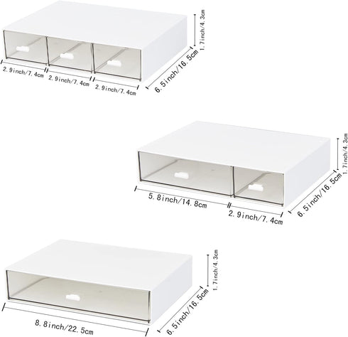 LETURE Stackable Desk Organizer, Plastic Storage Drawer for Office School Home Makeup, Pen Pencils Markers Stationery Supplies Organizers (White -...