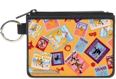 Movies Wallet, Coin Purse, The Wizard of Oz Vintage Picture Cards Scattered Yellow, Canvas...