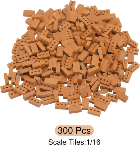 MECCANIXITY Miniature Bricks Clay Mini Wall Brick Model Brick Building Set for Model Building Dolls Pet Houses Garden Red Pack of 300 Scale 1/16 1...