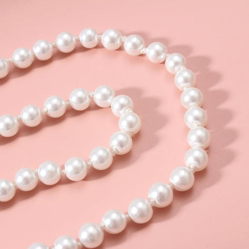 Elegant Women Lady Long White Sweater Created Pearl Necklace Beaded necklace...