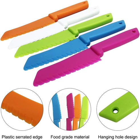 Sonku 10 Packs Kitchen Knife Set, Cooking Knives with Cutting Boards for Kids and Adults -Multi Colors...