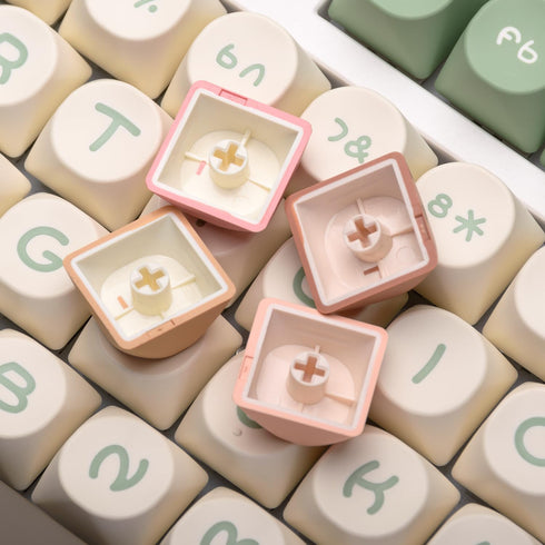 PBT Double-Shot 130pcs Keycap Set for Mechanical Keyboard, MOA Profile, Cozy Mood Theme,Compatible with MX-Clone Switches (Peach Pink)...