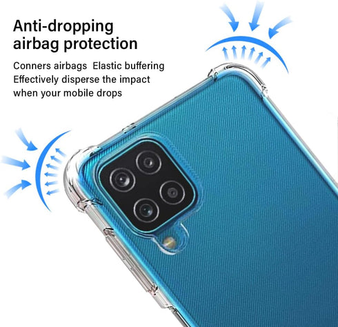for Samsung Galaxy A12 Case, Samsung A12 Case with Screen Protector, Shockproof Crystal Clear Slim Soft Silicone TPU Protective Phone Cover for Sa...