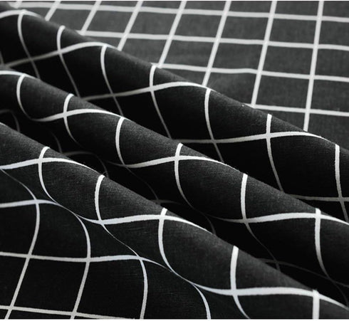 Bringsine Fashion Classic Rectangular Cotton Linen Table Cloth Black Check Tablecloth Vintage Dinner Picnic Home Deco(Square, 36 X 36 Inch)...