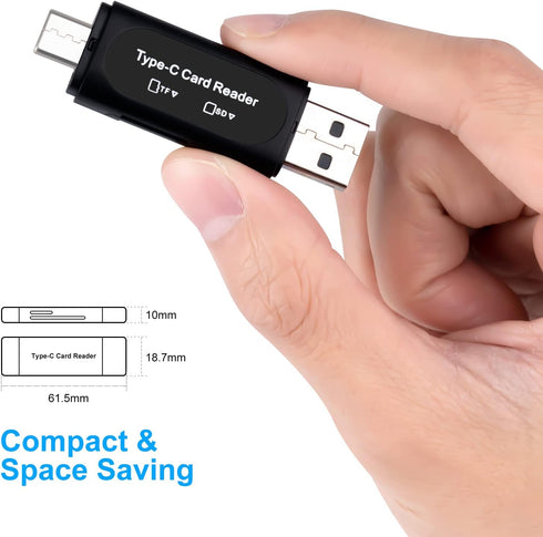 SD Card Reader, AIYEEN 4-in-1 USB C SD Card Reader Dual Slot OTG Memory Card Adapter for TF/Micro SD/SD/SDXC/Micro SDXC/Micro SDHC Memory Cards (B...