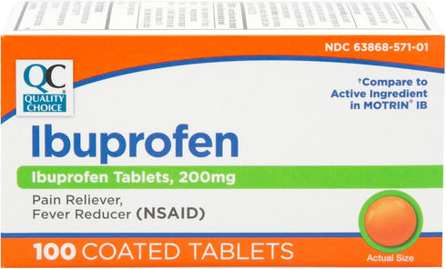 Quality Choice Ibuprofen Tablets, 200 mg, Pain Reliever and Fever Reducer for Arthritis, Toothache, Back Pain, Headache, Body Aches, and More 100 ...
