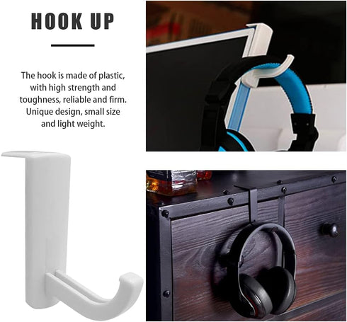 2 Pack Headphone Stand Hook Headset Holder Hanger Stick-on Support for Computer Over Ear Earphone PC Monitor Screen Edge Desk Top Wall Gaming Stor...