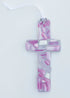 First Communion Gift for Girl - Handmade in USA Pink Mosaic Glass Cross with Sentiment...
