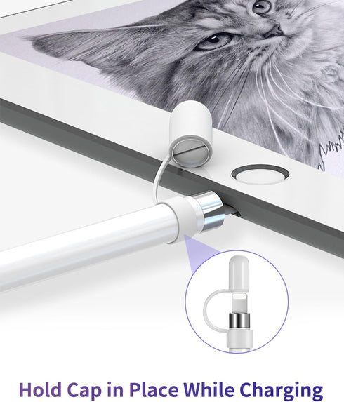Magnetic Cap, Charging Adapter, Replacement Tip and Cap Holder- Compatible with Apple Pencil 1st Gen Pencil......