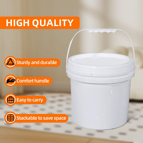5 Pcs/5 Quart Cleaning Bucket with Airtight Lid, Small Plastic Bucket with Lid and Handle, Mop Bucket for House Cleaning, Car Washing, Fitment, De...