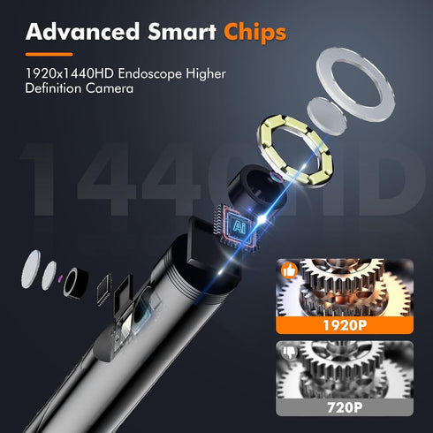 Borescope Camera with Light Endoscope Camera with Light iPhone, 1920P HD Inspection Camera Endoscope Camera for Android, IP67 Waterproof Portable ...