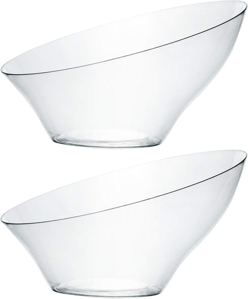 PLASTICPRO Disposable Angled Plastic Bowls Round Medium Serving Bowl, Elegant for Party's, Snack, or Salad Bowl, Clear Pack of 4...