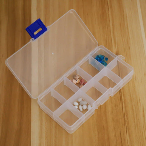 Plastic Jewelry Organizer Box Clear Storage Bead Case for Little Crafts/Arts 2 Pack Container with 10 Grids, Small...