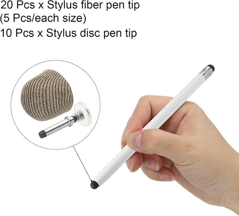 MECCANIXITY 30pcs 5/6/7/8mm Stylus Pen Fiber & Disc Fine Tips Universal Replacement High Precision for Stylus Pen Capacitive Touch Screen Devices...