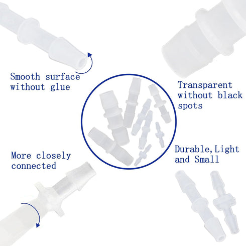 Plastic Hose Barb Fitting, 1/4" x 1/4" Pipe Connectors, Barbed Splicer Mender Joint Adapter Union Fitting, 6 Pcs...