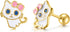 Cat Earring Screw Back Earrings Shypoallergenic Sterling Silver 18K Gold Plated Ideal Gift...