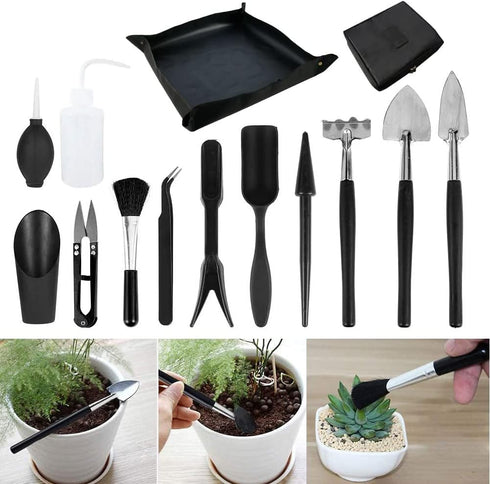 15 Pieces Succulent Plants Tools - Plant Repotting Mat and Storage Bag,Mini Garden Transplanting Tools for Indoor Outdoor Miniature Fairy Flower P...