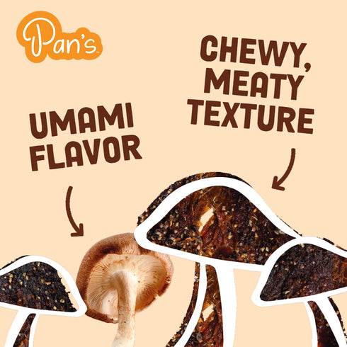 Pan's Mushroom Jerky, Organic, Vegan Snacks, Dried Mushrooms Shitake, Plant based Jerky, Meatless Jerky, Gluten Free, High in Fiber, with Salt & P...