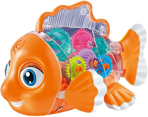 Nenekal Transparent Electric Gear Gold Fish Toddler Toys with Music & Lights. Bump and Go Technology. Perfect for Babies Tummy Time, Educational S...