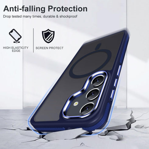 for Samsung Galaxy S23 FE Case compatible with Magsafe - Dual color design Shockproof Protection with Anti-Slip Strip, Magnetic Translucent Phone ...