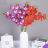 FagusHome 31" Artificial Silk Phalaenopsis Flowers 3 Pcs with 2 bundles Leaves Artificial Orchid Flowers Stem Plants in Purple Fake Butterfly Phal...