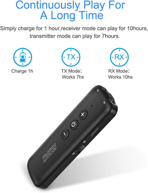 Bluetooth 5.0 Transmitter 3 in 1,Bluetooth Receiver,Wireless Adapter, Bluetooth Audio Adapter with 3.5mm AUX Stereo Output for TV, PC, car, Headse...
