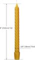 100% Pure Beeswax Spiral Twist Taper Candles (Set of 6) Organic - 8 Inches Tall, 3/4 Inch Diameter, Hand Made...