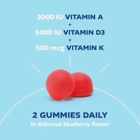Vitamins ADK Gummies - Vitamin A D3 K2 Supplement - A 3000 iu, D3 5000 iu, K2 500mcg for Immune, Joint, Bone, Heart, Vision Health - Kids, Adults,...