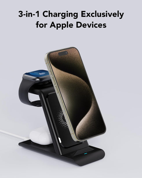 HATALKIN 3 in 1 Wireless Charging Station Compatible for Apple Products Multiple Devices Charger for Apple Watch ultra 9 8 7 SE 6 5 4 AirPods Pro ...