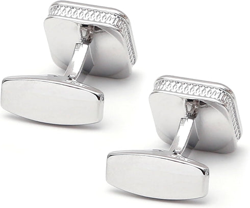 Silver Natural Mother of Pearl Cufflinks for Men Women In Gift Case Square Men's Cufflinks Jewelry Set for Wedding Party Anniversary Business Even...