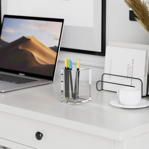 MaxGear Pen Holder 2 Pack Clear Acrylic Pencil Holder for Desk, Pen Cups for Desk Supplies Holders, Acrylic Cup Holder for Toothbrush, Straw, Make...