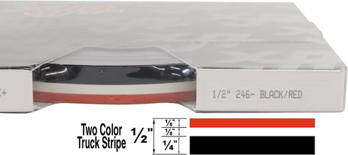 Universal TFX 0208246 - Auto Customizing 1/2" 2-Color Dual Pinstripe -1/2" x 150' (1/4” Stripe, 1/8" Gap, Then 1/8” Stripe) - 246- Black/Red...