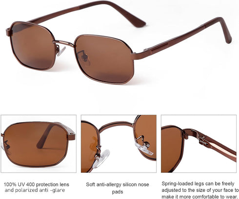 Polarized Small Rectangle Sunglasses Women Men Trendy 90s Retro Vintage Fashion Narrow Square UV Sun Glasses...